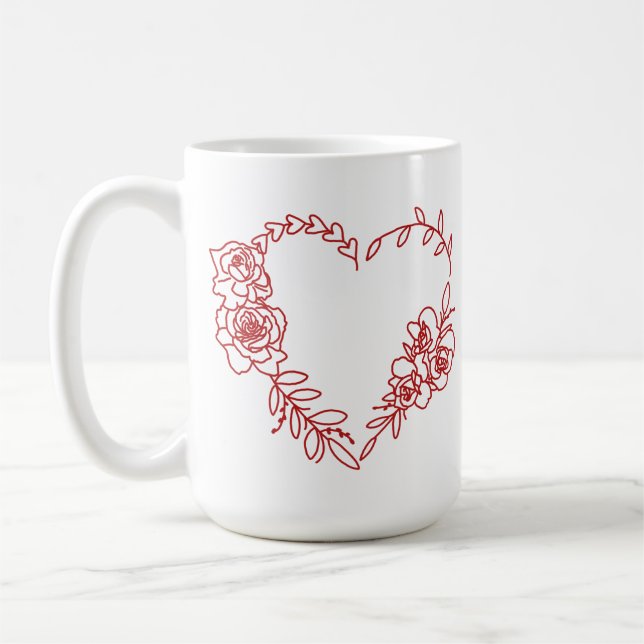 Mug Beau Coeur Floral (Gauche)