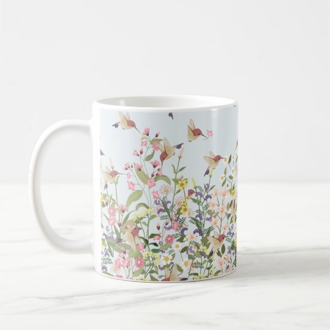Mug Beau colibri dans le jardin fleuri (Gauche)
