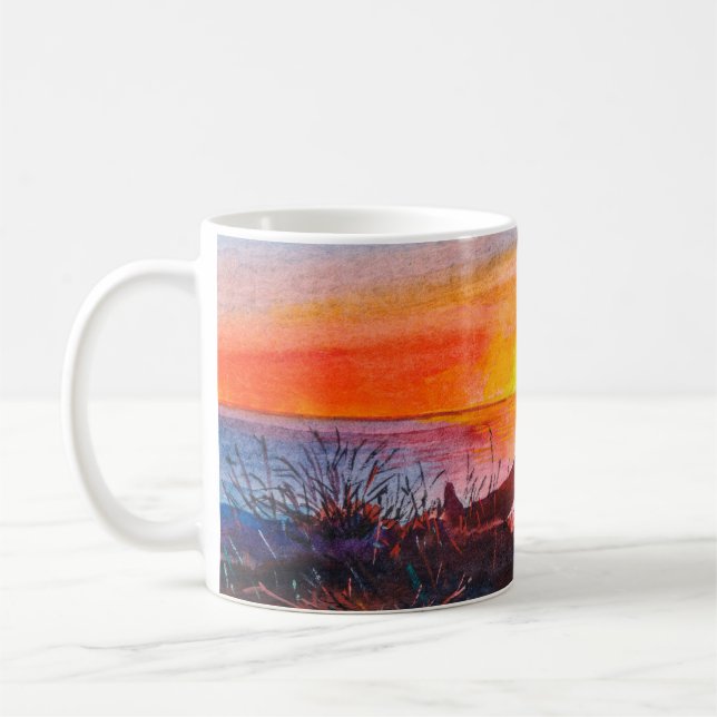 Mug Beau coucher de soleil sur l'océan. Portrait de la (Gauche)