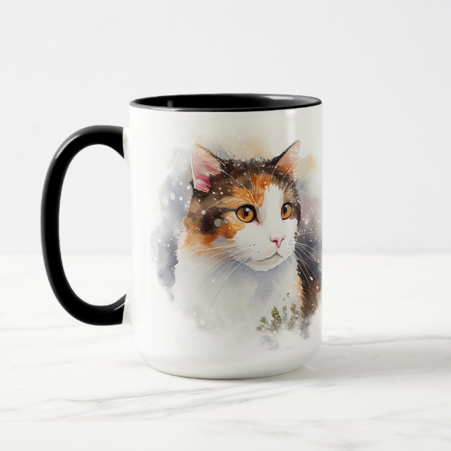 MUG BEAU COULEUR D'EAU CALICO VISAGE CAT (Gauche)
