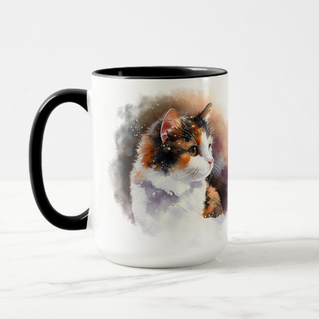 MUG BEAU COULEUR D'EAU CALICO VISAGE CAT (Gauche)