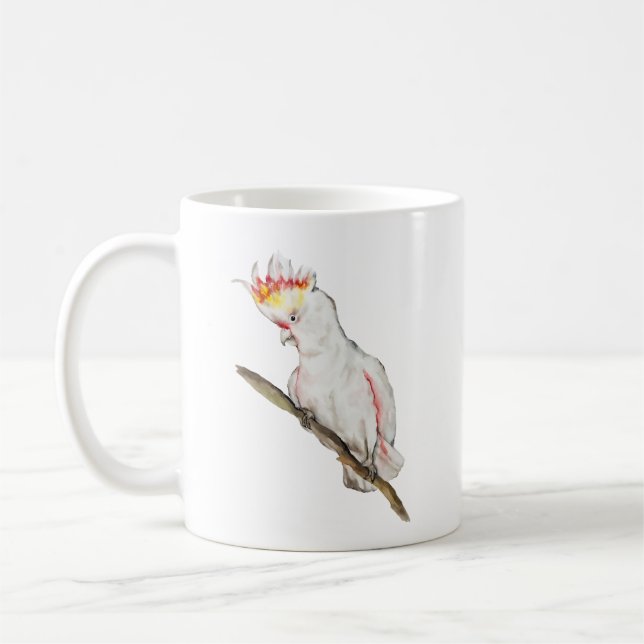 Mug Beau dessin à la main de perroquet de cockatoo aqu (Gauche)