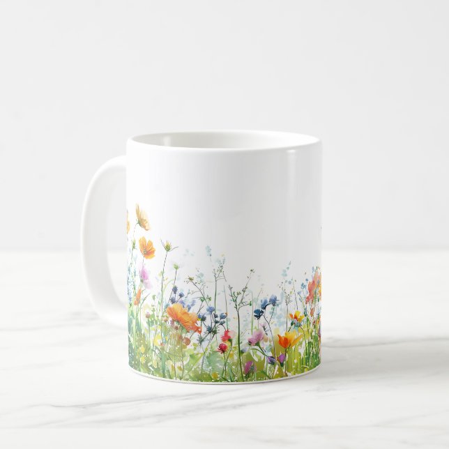 Mug Beau Enveloppement des fleurs de prairie de printe (Devant gauche)