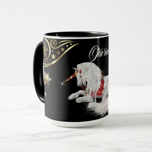 Mug Beau Imaginaire Noël Unicorne (Devant gauche)