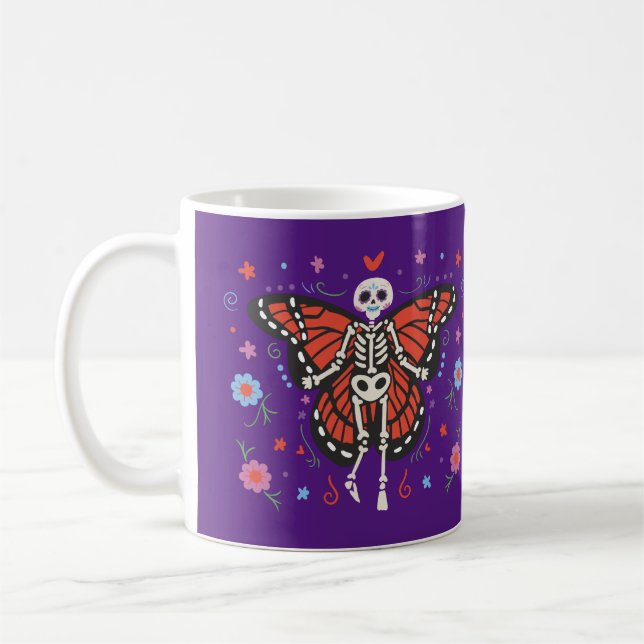 Mug Beau Jour du squelette du monarque mort (Gauche)
