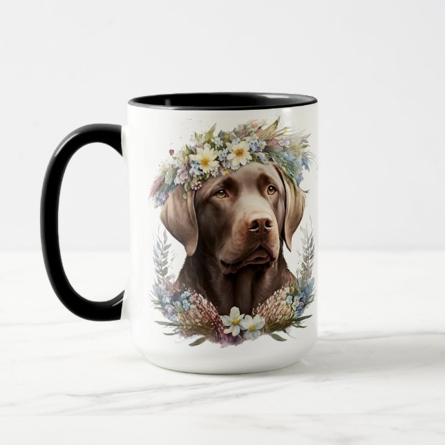 MUG BEAU LABRADOR RETRIEVER CHOCOLAT A L'AQUARELLE (Gauche)