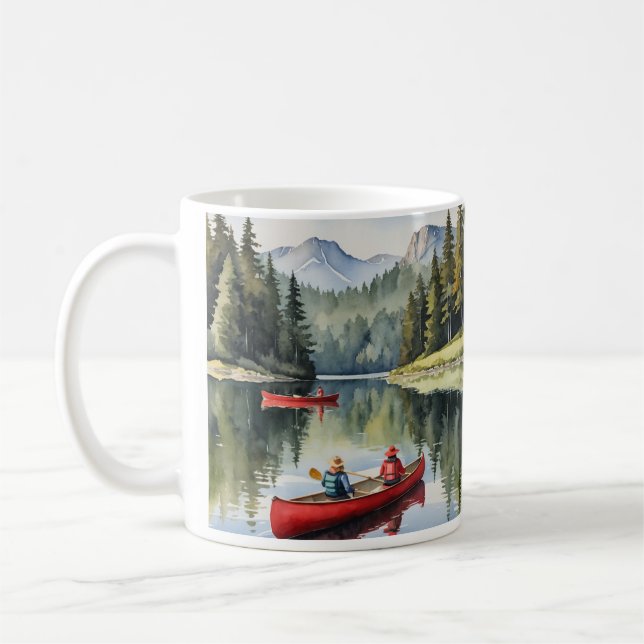 Mug Beau Lac paisible Canot en canot rouge (Gauche)