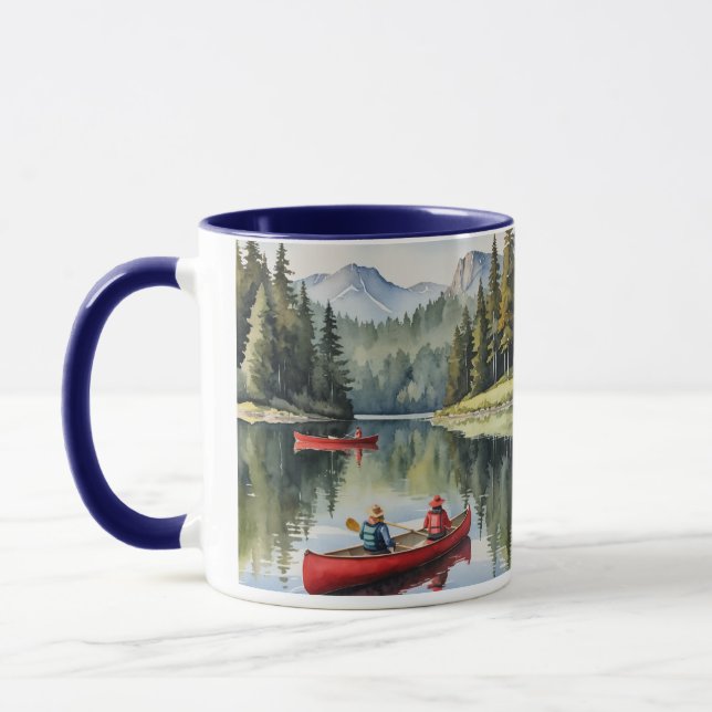 Mug Beau Lac paisible Canot en canot rouge (Gauche)