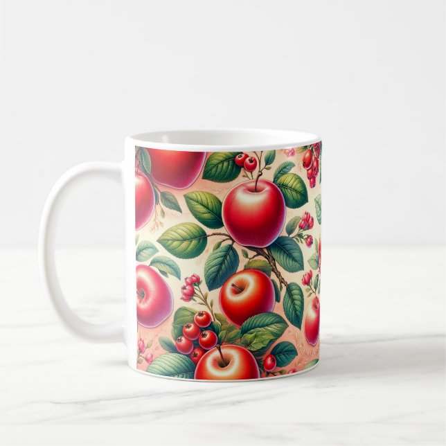 Mug Beau motif aux pommes rouges (Gauche)