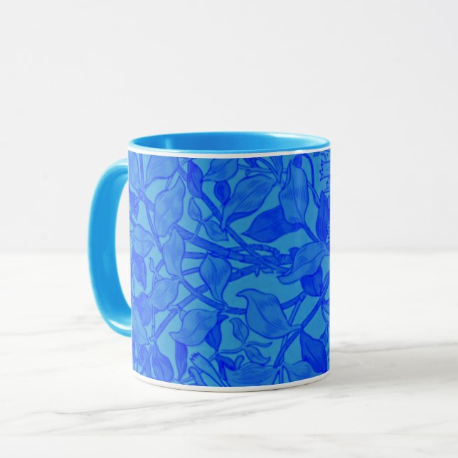 Mug Beau Motif de sucettes de miel bleu par W. Morris (Devant gauche)