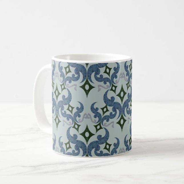 Mug Beau motif ethnique de Damas pointillisme (Devant gauche)