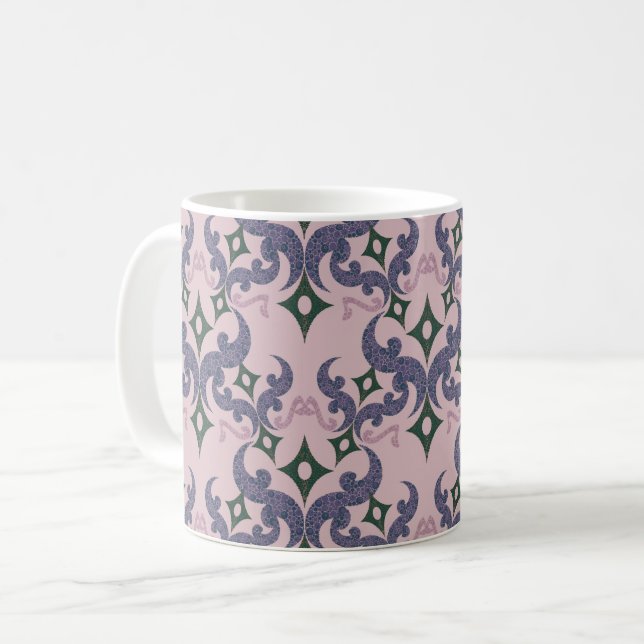 Mug Beau motif ethnique de Damas pointillisme  (Devant gauche)