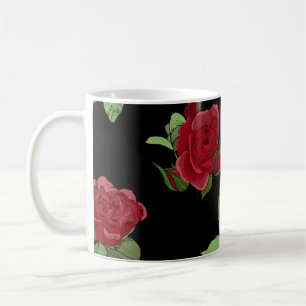 Mug Beau motif floral vintage transparent avec ros