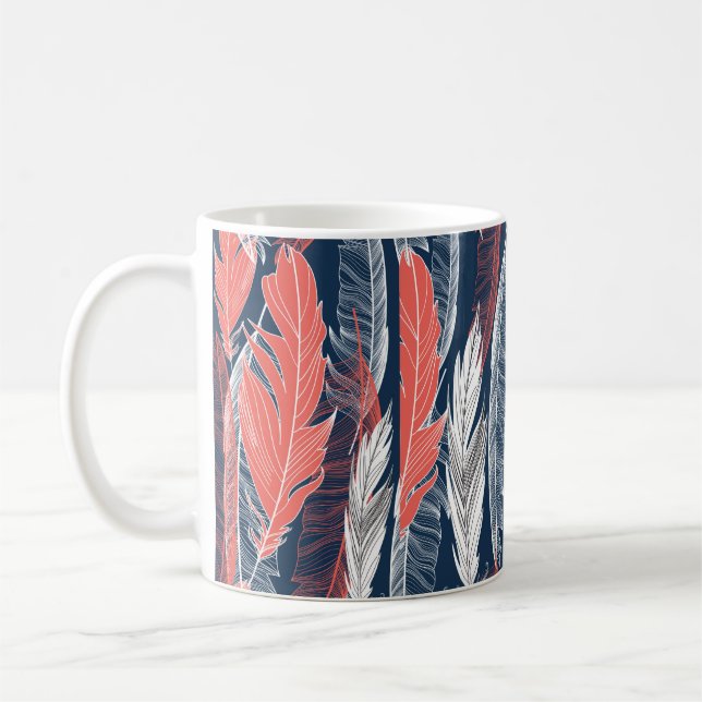 Mug Beau motif graphique transparent de plumes (Gauche)