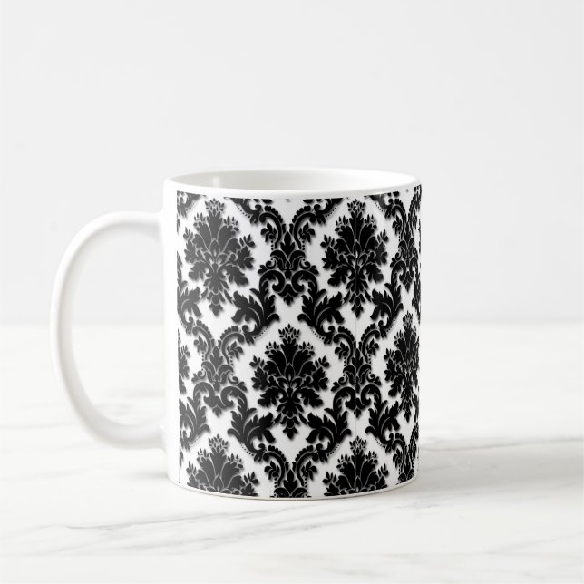 Mug Beau motif noir et blanc de damassé (Gauche)