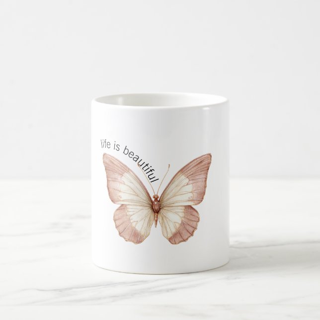 Mug Beau Papillon Crème Rose (Centre)