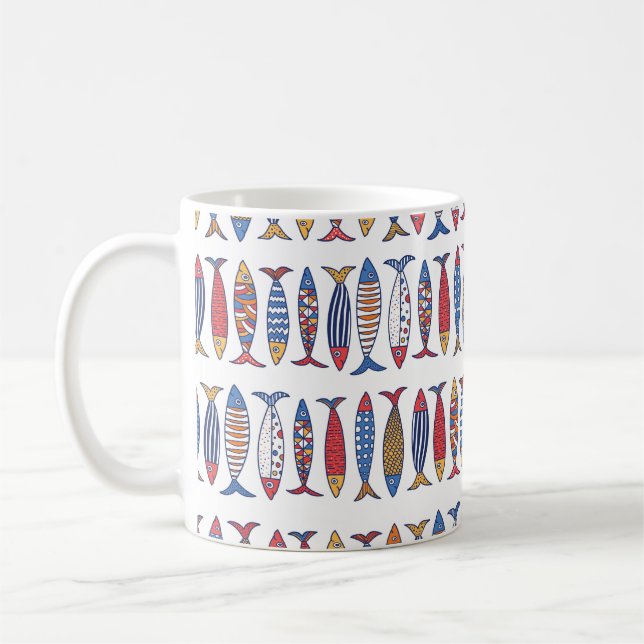 Mug Beau poisson. Enfants arrière - plans. Motif sans  (Gauche)