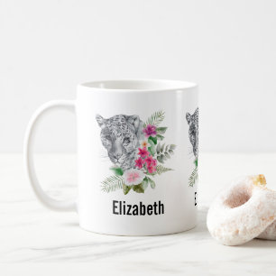 Mug Beau portrait de tête de léopard en aquarelle