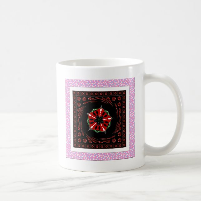 Mug Beau rose Bleu Blanc Coeurs d'amour Design (Droite)