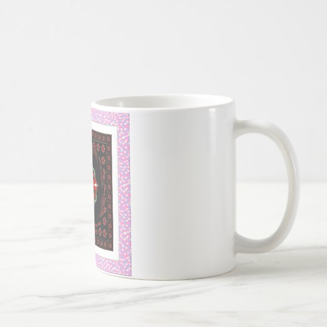 Mug Beau rose Bleu Blanc Coeurs d'amour Design (Droite)