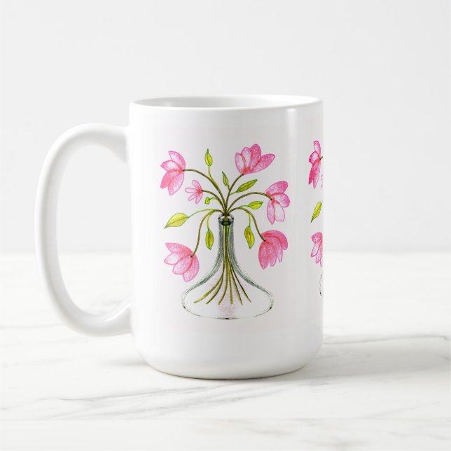 Mug Beau rose Floral Art Peint (Gauche)