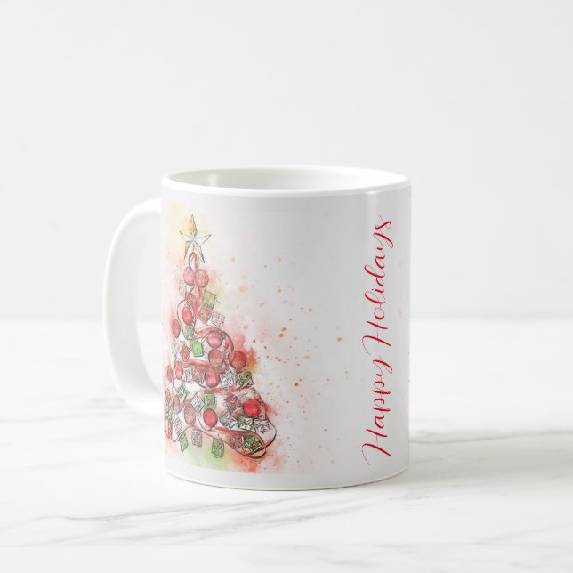 Mug Beau sapin de Noël décoré (Devant gauche)