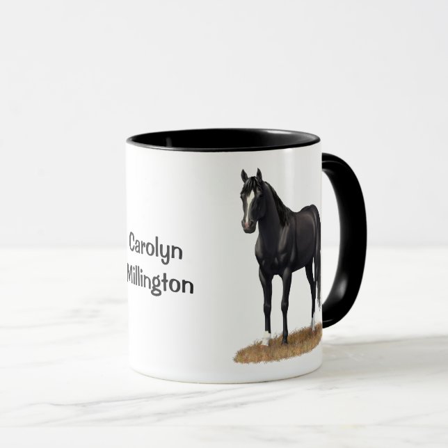 Mug Beau Stallion Cheval du Quartier Noir (Devant droit)