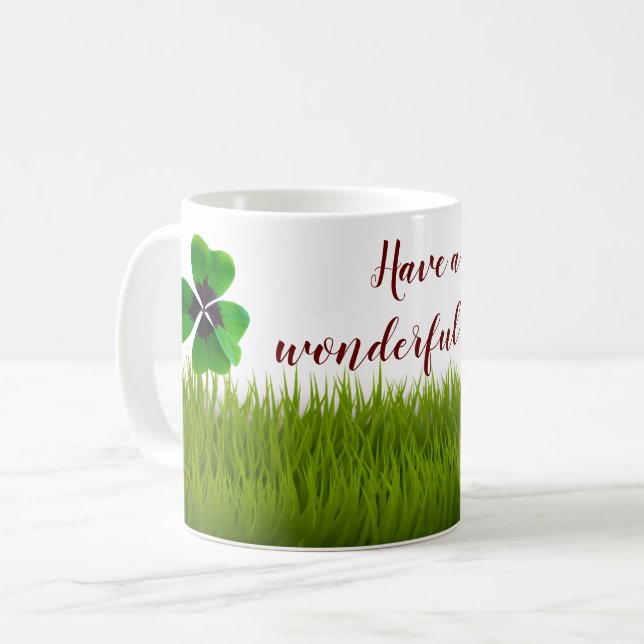 Mug Beau trèfle à quatre feuilles en vert vif (Devant gauche)