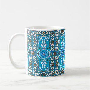 Mug 💙 🤎 Beau turquoise - Azulejos marron, 8