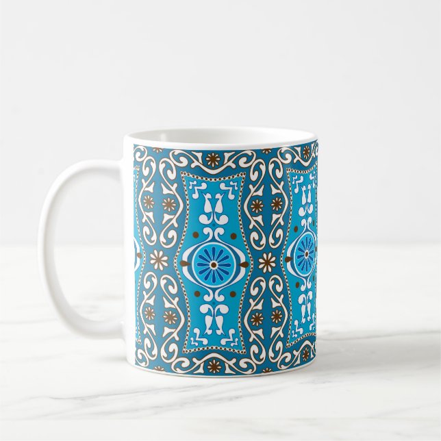 Mug 💙 🤎 Beau turquoise - Azulejos marron, 8  (Gauche)