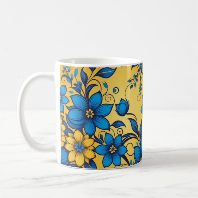 Mug Beau ukrainien coloré motif floral Art (Gauche)