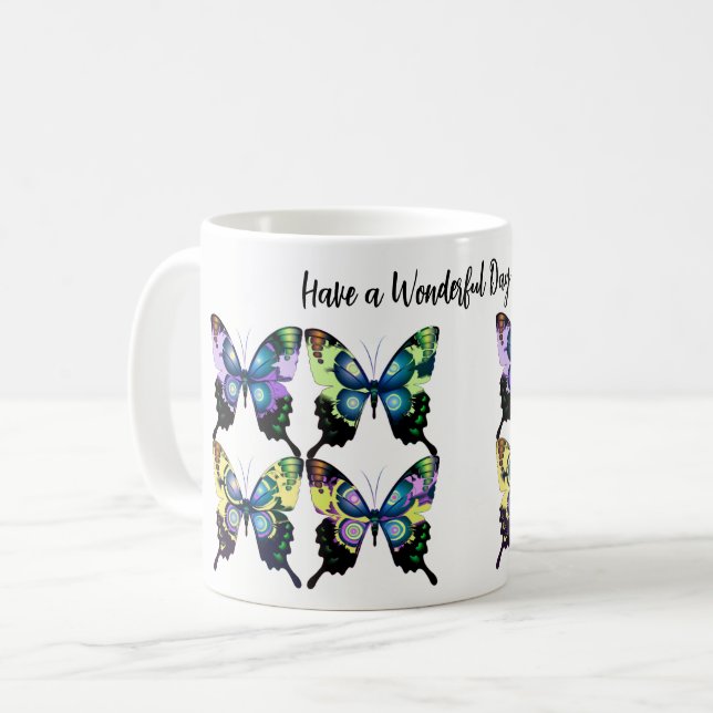 Mug Beau Vivid et Motif de papillons Élégant (Devant gauche)