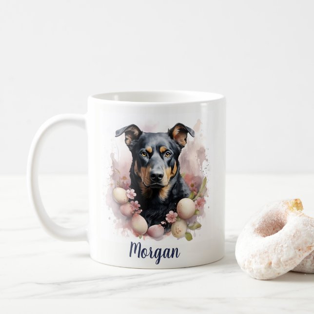 Mug Beauceron - Oeufs de Pâques et fleurs de cerisiers (Avec donut)