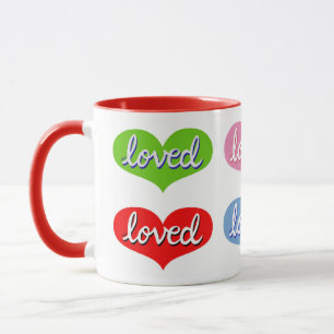 Mug BEAUCOUP AIMÉ - adoré - Coeurs d'amour colorés