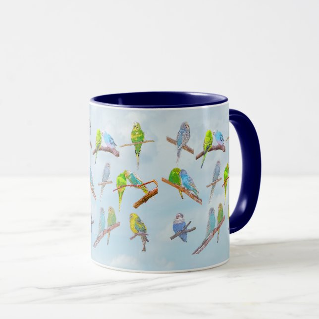 Mug Beaucoup de perroquets colorés - petits oiseaux mi (Devant droit)