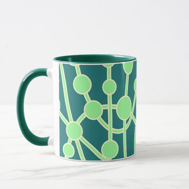 Mug Beaucoup de routes II Mint vert avec blanc sur ver (Gauche)