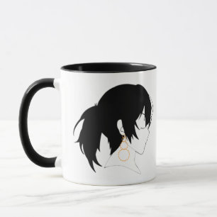 Mug Beauté anime avec boucles d'oreilles en or