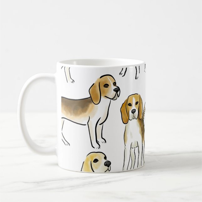 Mug Beauté beagle : Motif de chien aquarelle (Gauche)