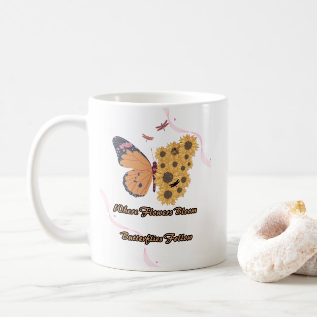 Mug "Beauté de la Nature : Où les Fleurs Éclosent et P (Avec donut)