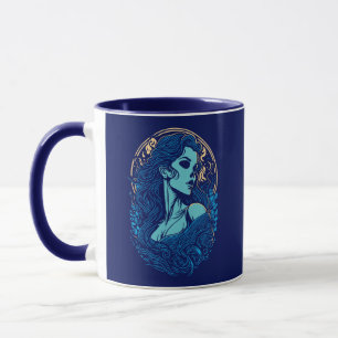 Mug Beauté du crâne Portrait gothique féminin