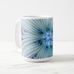 Mug Beauté florale Abstrait Moderne Fleur Pastel Bleu