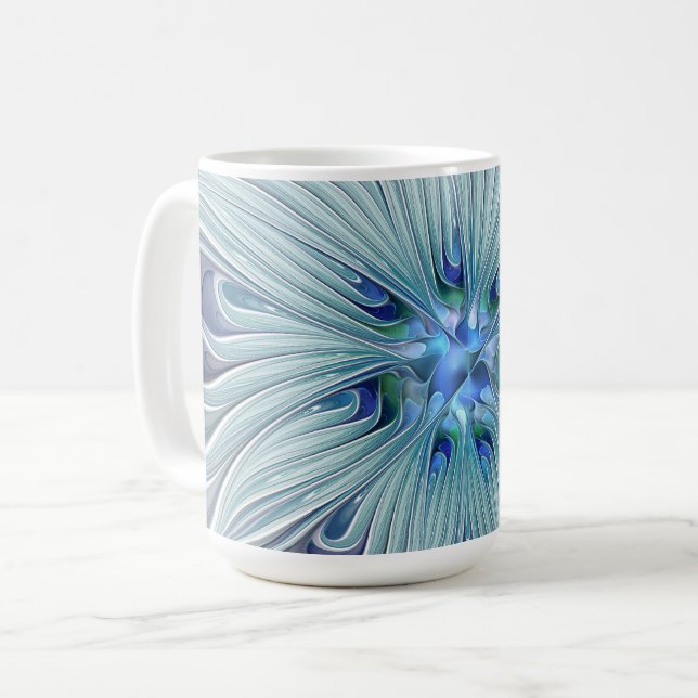 Mug Beauté florale Abstrait Moderne Fleur Pastel Bleu (Devant gauche)