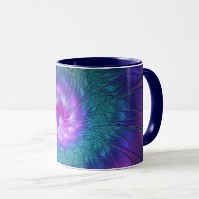Mug Beauté florale Abstraite Fleur d'art fractionnée c (Devant droit)