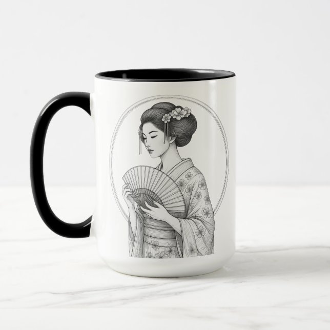 Mug Beauté japonaise avec éventail pliant (Gauche)