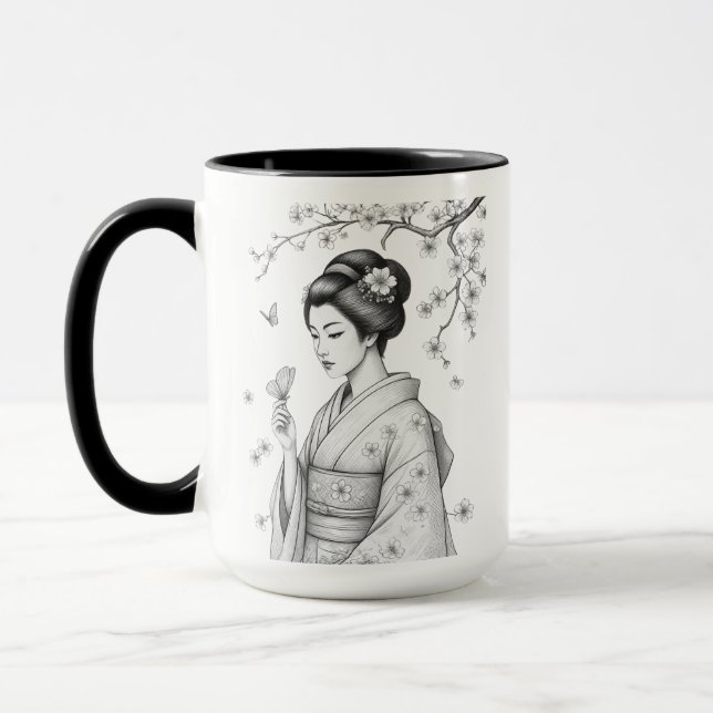 Mug Beauté japonaise avec papillons (Gauche)