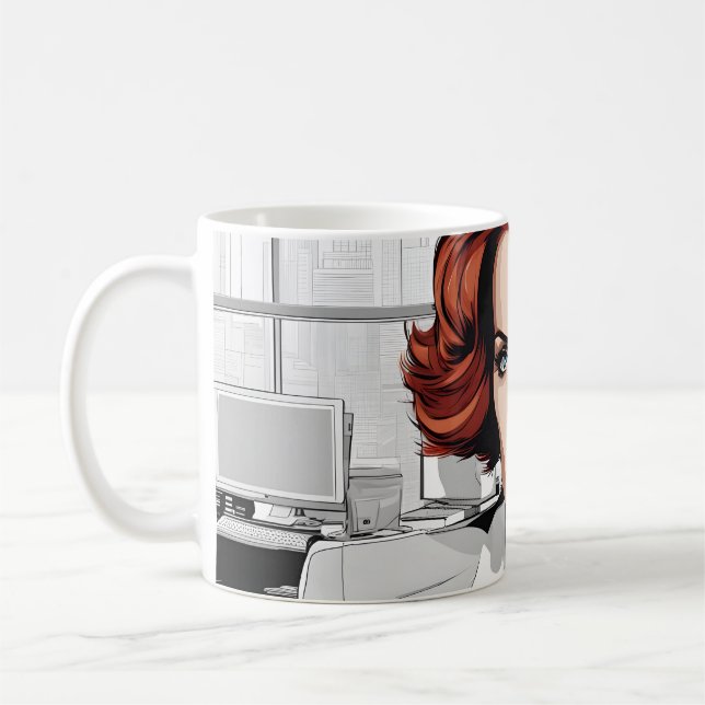 Mug Beauté jeune roussot en bureau (Gauche)