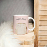 Mug Beauté Moderne Pastel Ours Rose Avec Nom<br><div class="desc">Beauté Moderne Pastel Ours Rose Avec Nom</div>