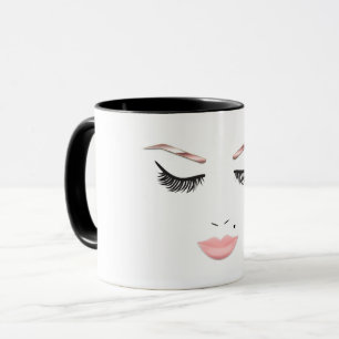 Mug Beauté rose de charme de lèvres de sourcils de
