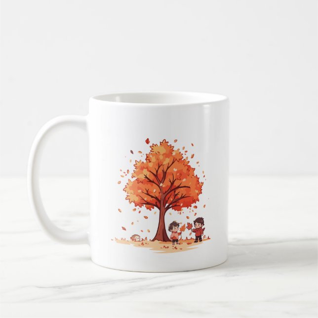 Mug Beauté Simple Automne Charme Whimsical Enfants (Gauche)