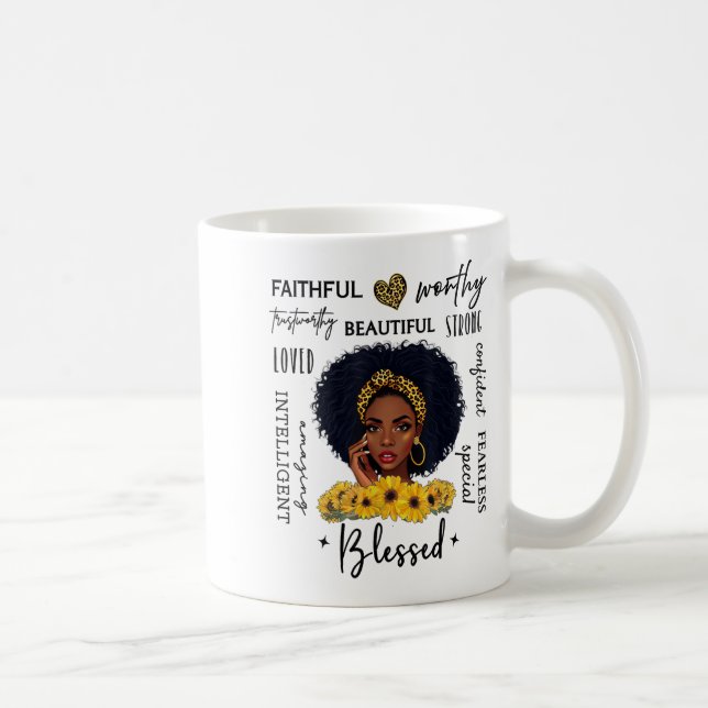 Mug Beautiful African American Black Woman Sunflower L (Droite)